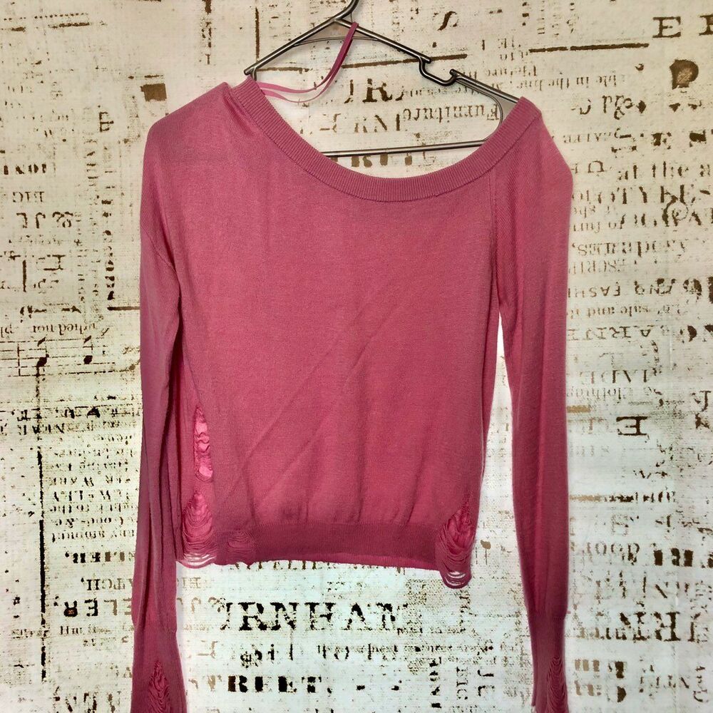 Garage Pink Off the Shoulder Sweater